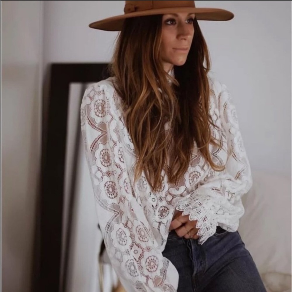 🌟host pic!🌟Bohemian white lace blouse - Picture 6 of 8